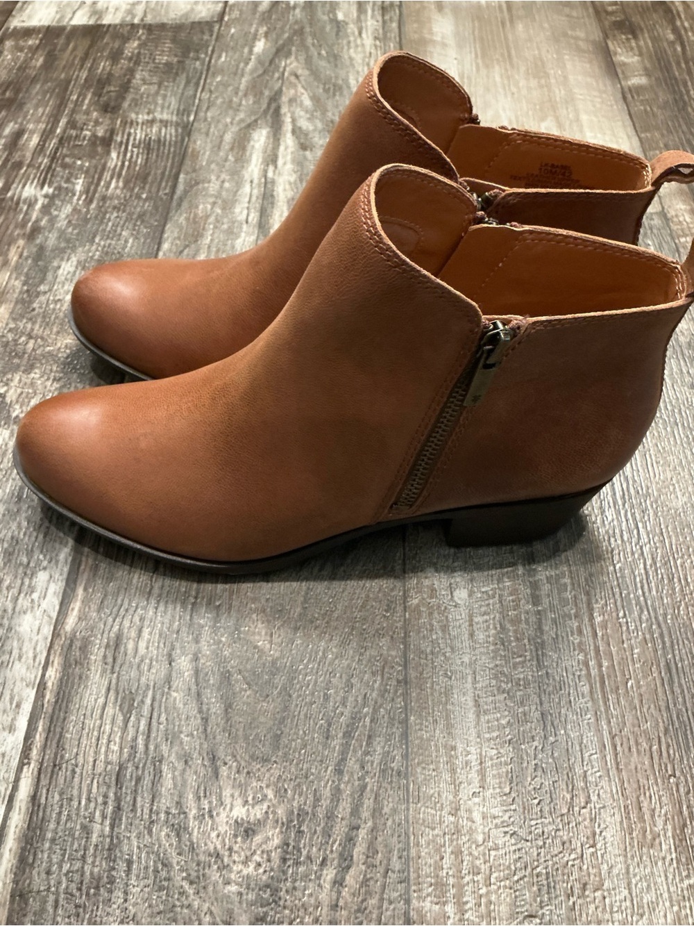 Lucky Brand Women's Cognac Leather Ankle Bootie with Side Zip - Picture 10 of 16